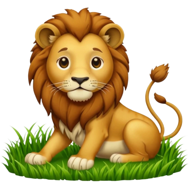 lion eating grass emoji