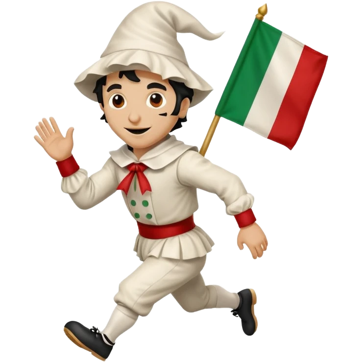 pulcinella con bandiera italiana che corre emoji