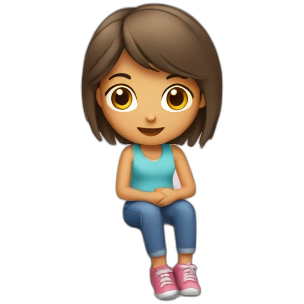Girl sitting on the screen emoji