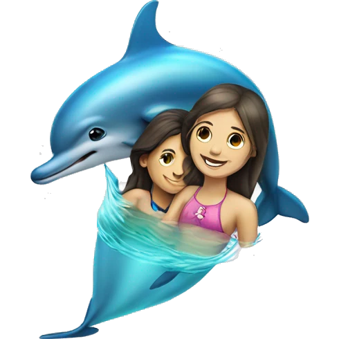 dolphin swimming with girl emoji