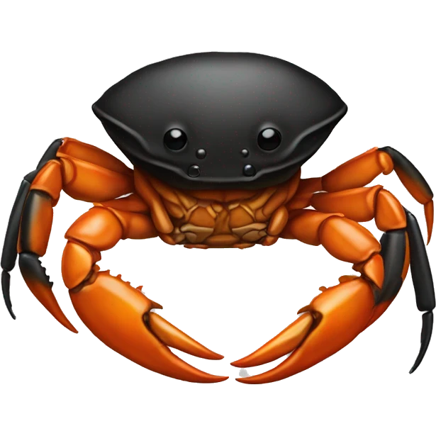 crab half black, half orange burnt emoji