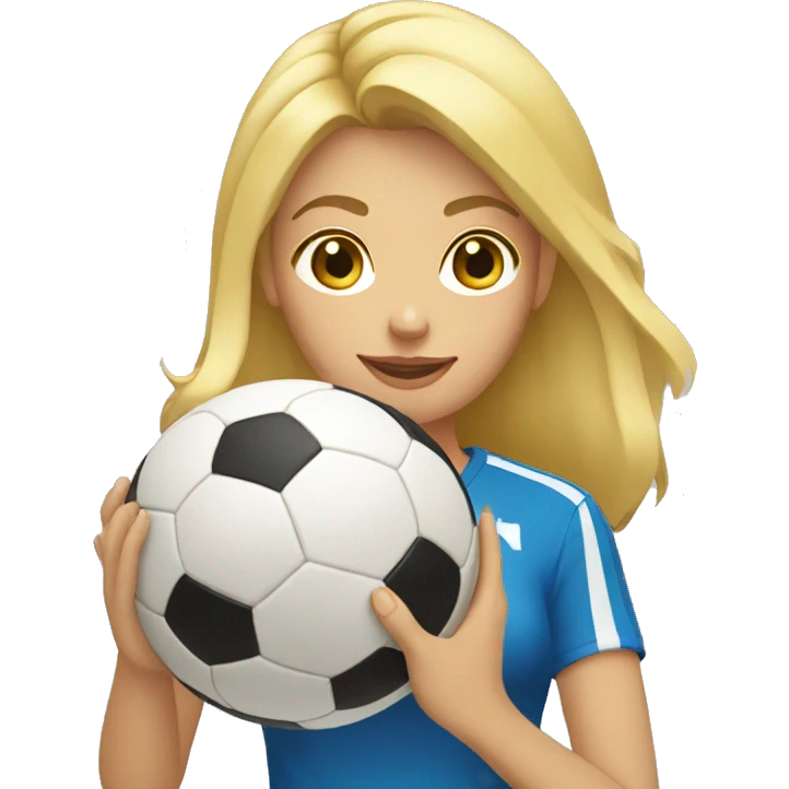blond woman holding a soccer ball in her hand emoji