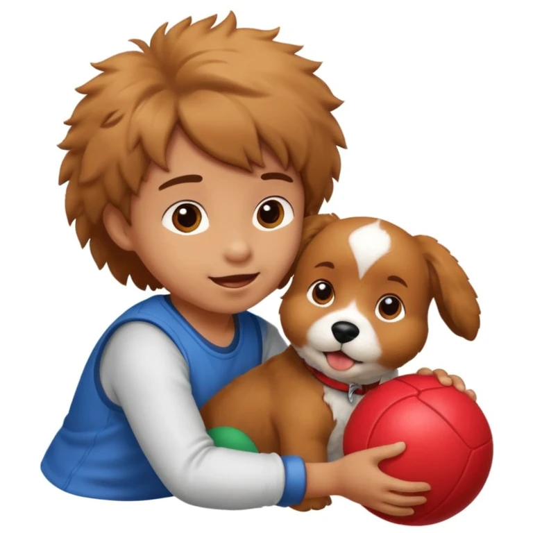 kid and dog playing with ball emoji