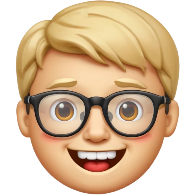 nerd emoji with thick glasses, buck teeth, cheerful expression, apple style emoji