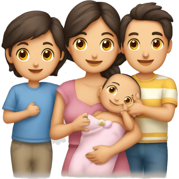 Familia hombre moreno mujer morena bebé y dos niños 4 miembros emoji