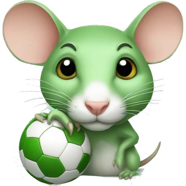 head of green rat with soccer ball emoji