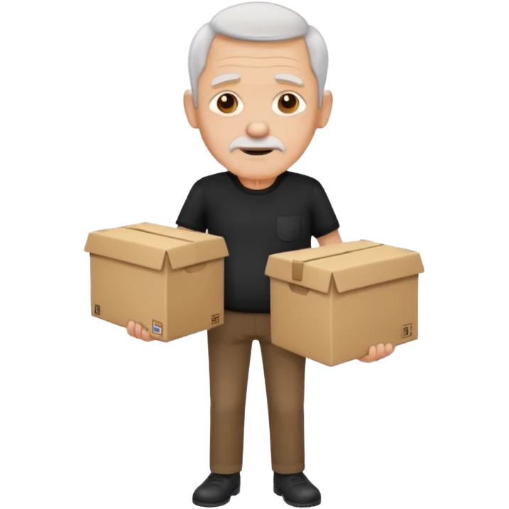 box carrier old man with black shirt emoji