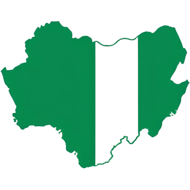 "Nigeria outline filled with the Nigerian flag colors, green-white-green, simple and bold, vector-style, clean and vibrant." emoji