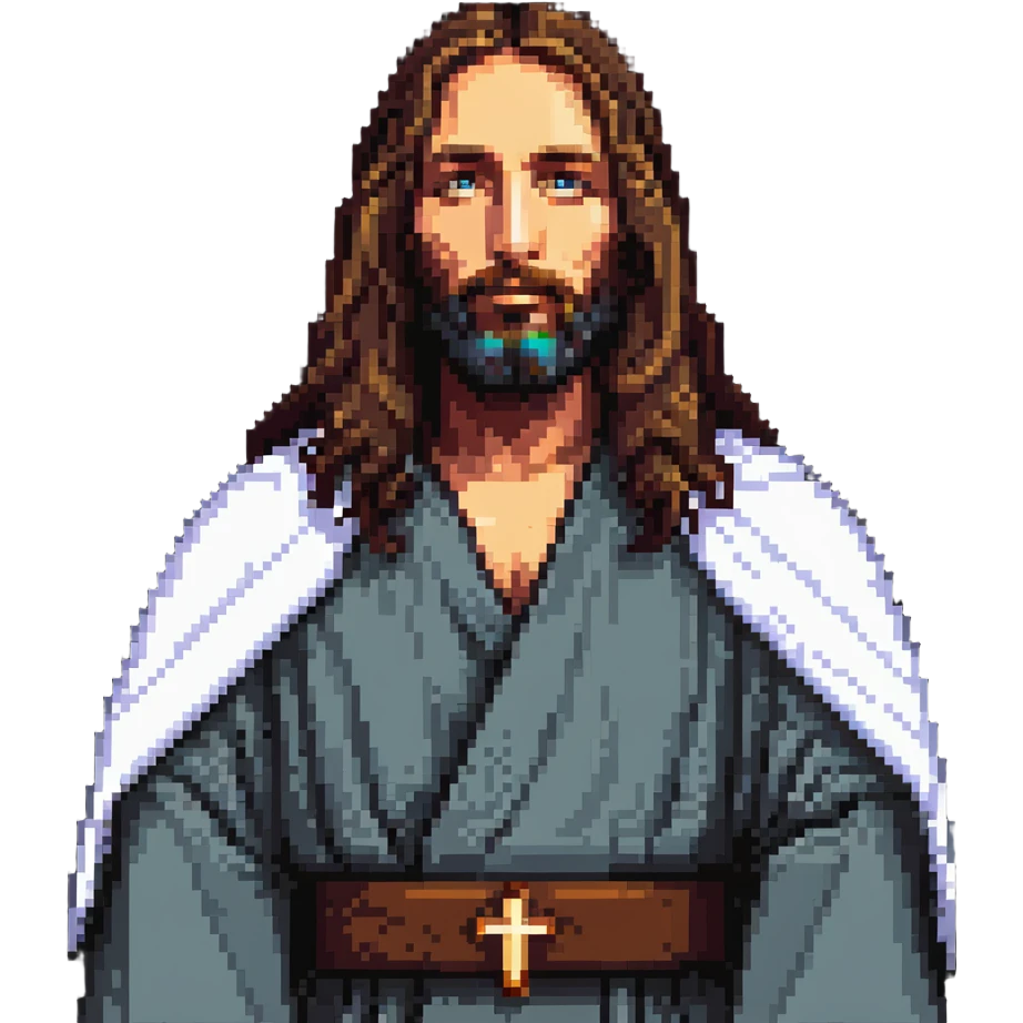 Jesus Christ with long hair and beard in robes emoji