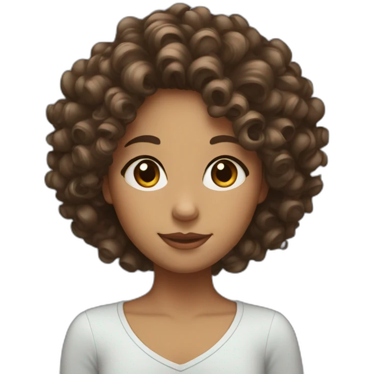 girl with curly hair and brown eyes emoji