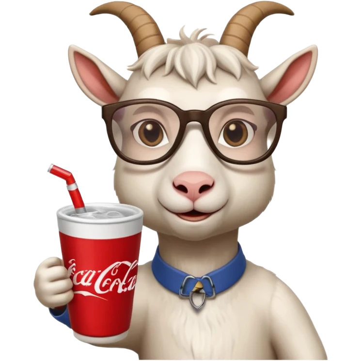 Goat woth glasses drinking lean from a white double cup with a coca-cola logo emoji