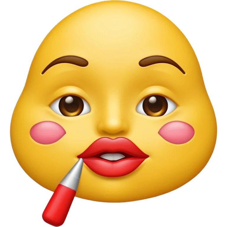 Kiss lips classic yellow emoji with pointer finger pointing to lips emoji