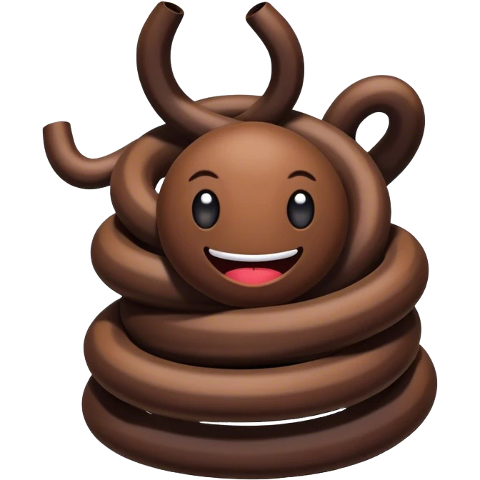 a coiled licorice creature with a cheeky expression emoji
