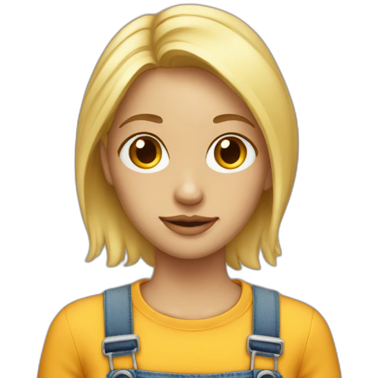blonde girl with nose ring and dungarees emoji