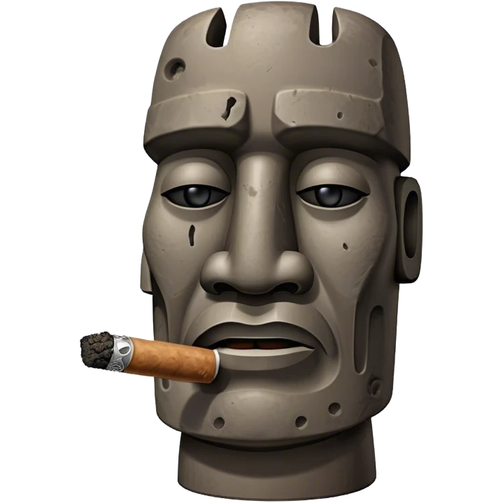 a moai face, smoking a big blunt emoji