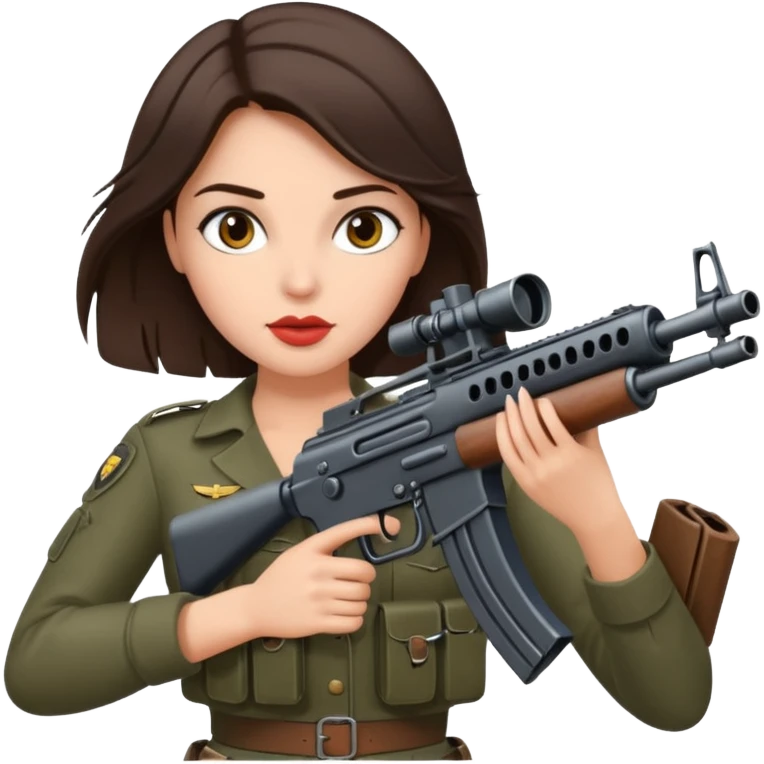 Sexy brunette with machine gun stopping migrants enter the UK by crossing the channel  emoji