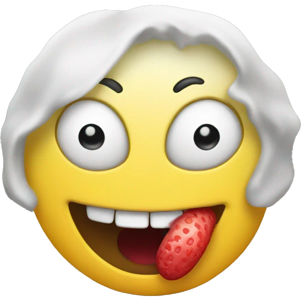Smiley face licking a chery emoji