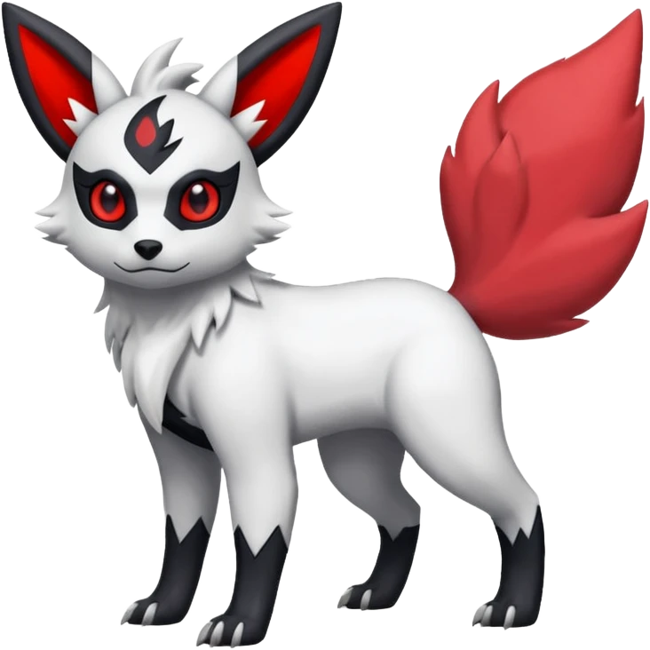 White, black and red Absol-Umbreon-Zangoose-fusion (full body) emoji
