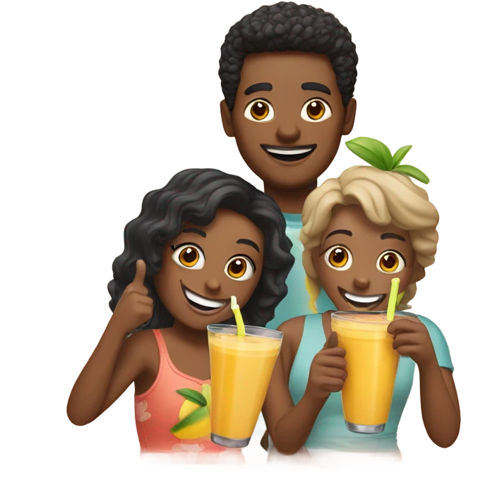 Two people drinking a mango smoothie  emoji