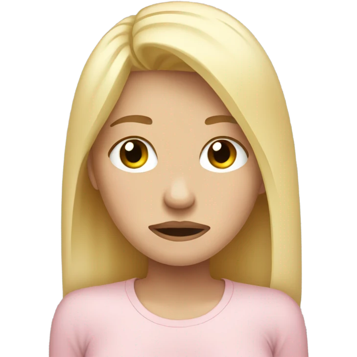 blonde woman crying tears of sadness. light pink shirt emoji