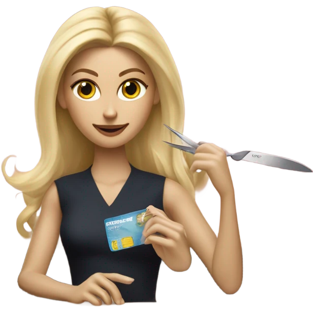Blonde Ralph lauren women cutting credit card in half  emoji