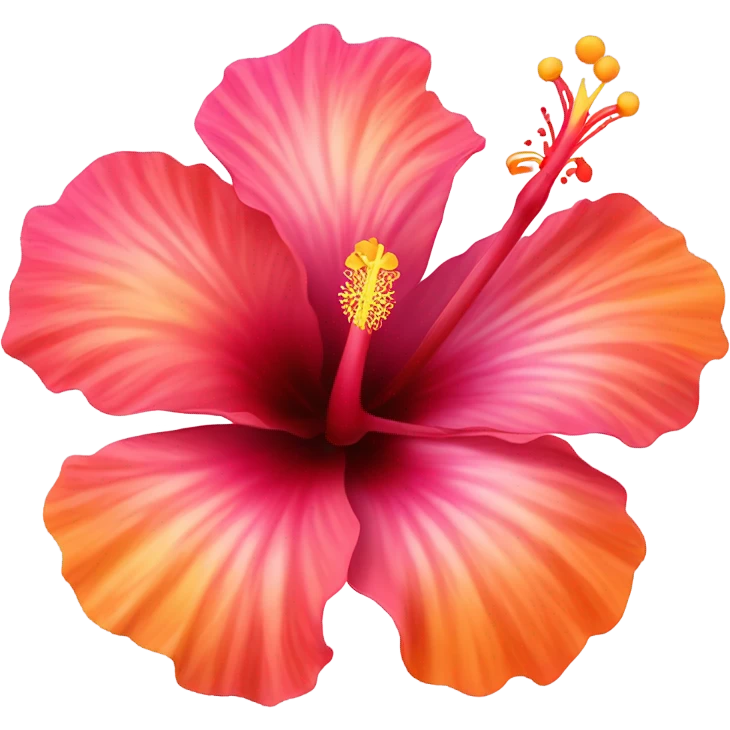 red and pink and orange hibiscus flower emoji