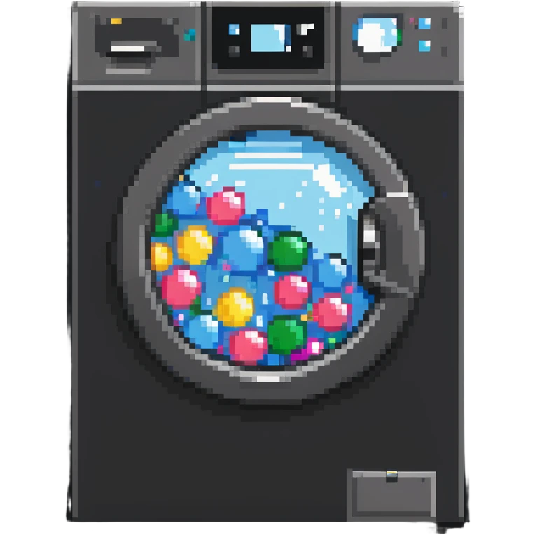 front-loading washing machine with soap bubbles emoji
