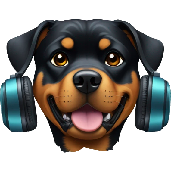 Rottweiler with a headphone emoji