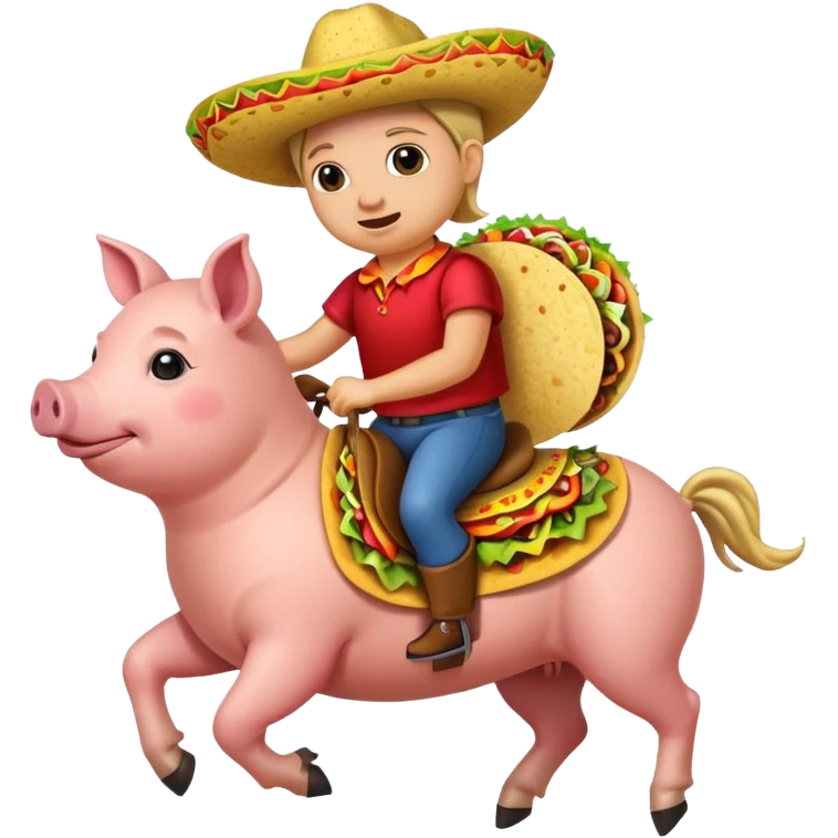 pig riding a horse with a taco emoji