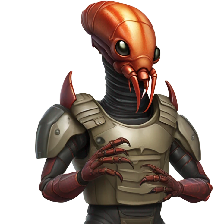 a alien male humman hybrid lobster alien military emoji
