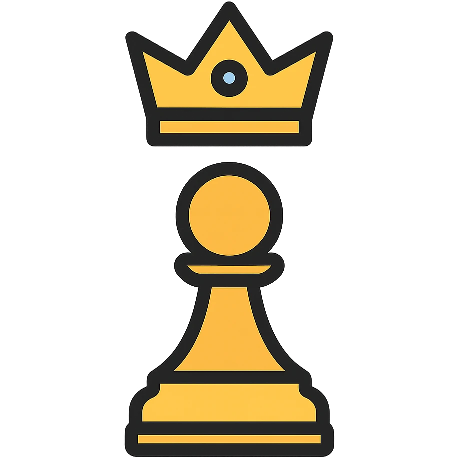 stylized chess pawn with a crown appearing above it, symbolizing promotion to queen, clean and modern look emoji