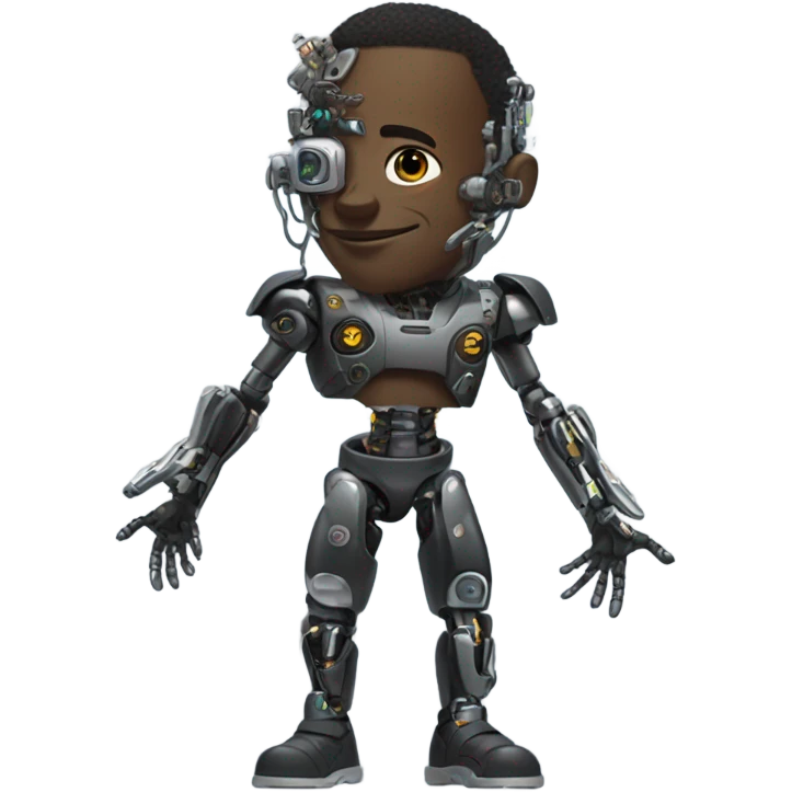 A black man who is a cyborg emoji