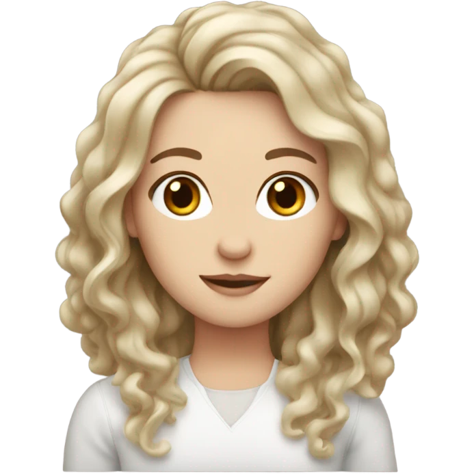 White girl with wavy dark brown hair emoji