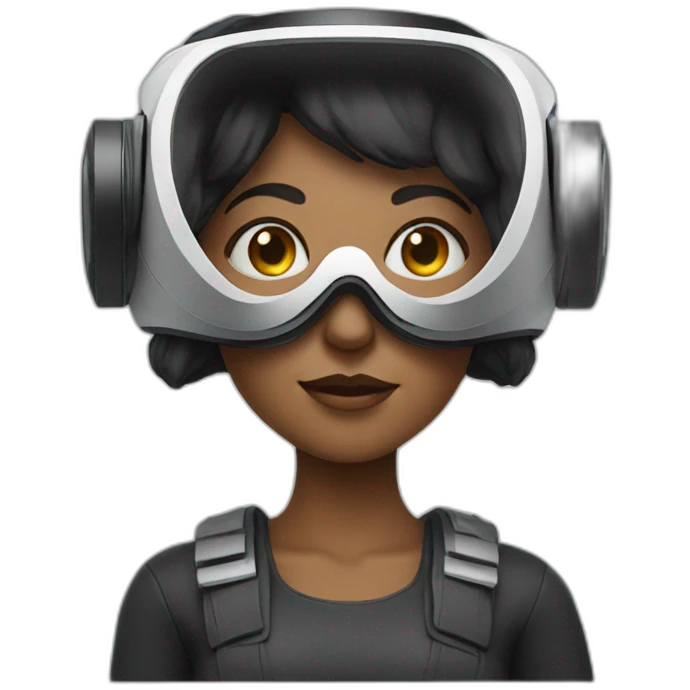 one woman wearing a futuristic vr headset emoji