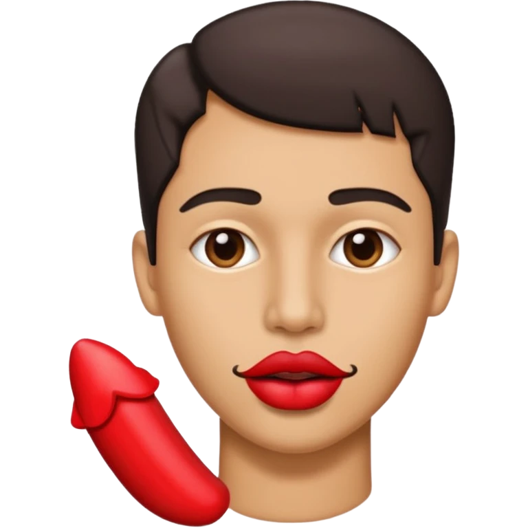 Male penis in mouth with red lipstick. emoji