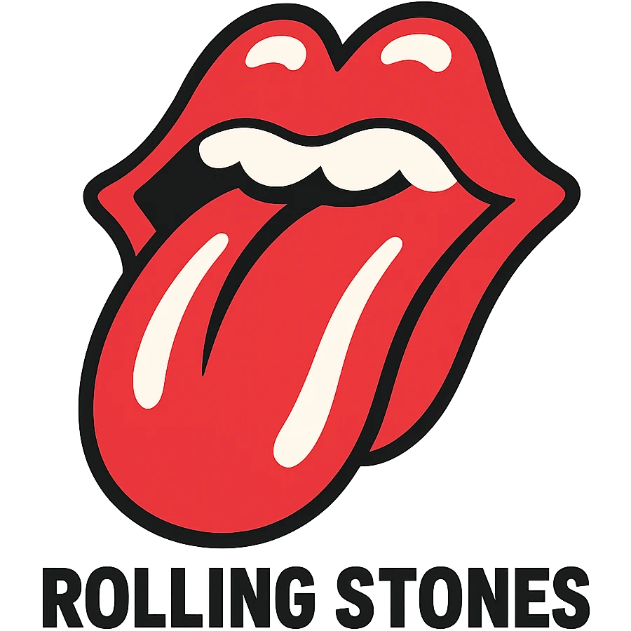 flat toon style logo of rolling stones emoji