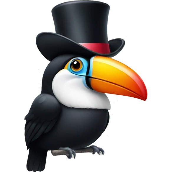 Toucan with a tophat emoji