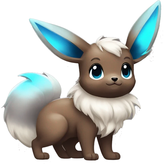 Kawaii Shiny Eevee with dark brown long emo hair covering her eyes Full Body emoji