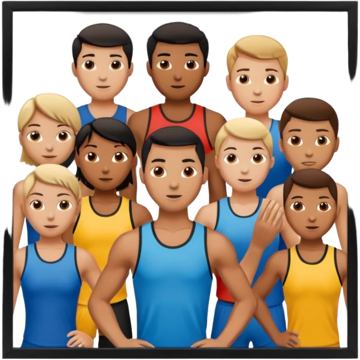 в рамке комнда людей занимается спортом emoji