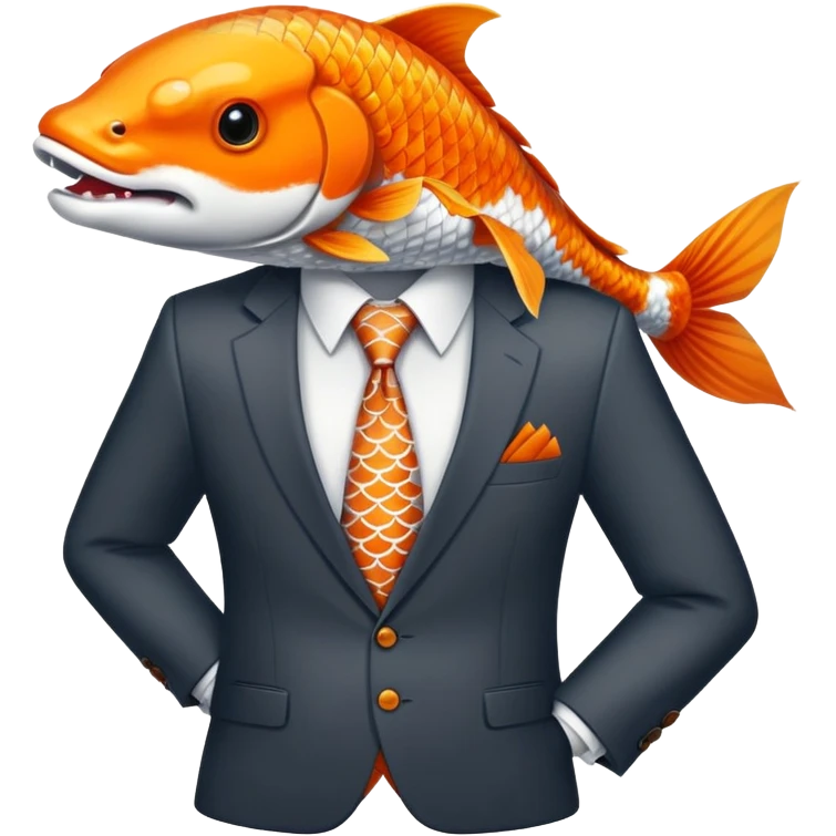 koi fish wearing business suit emoji