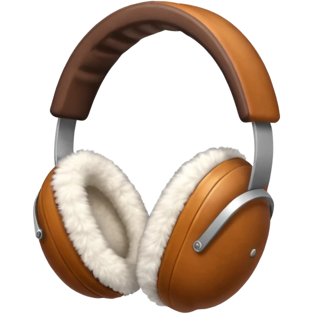 Warm brown white completely fluffy earmuffs emoji