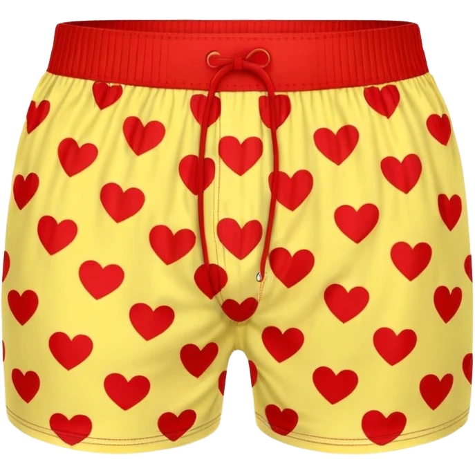 Red heart patterned yellow pair of boxers emoji