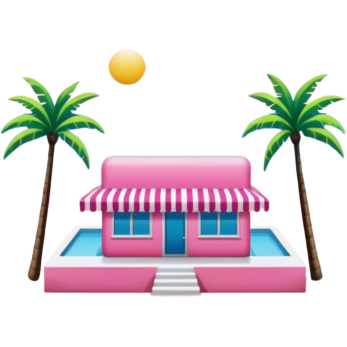 Moschino style pink SPAM Miami beach painting landscape emoji