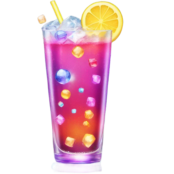 Colorful drink with small ice disco ball sparkle emoji