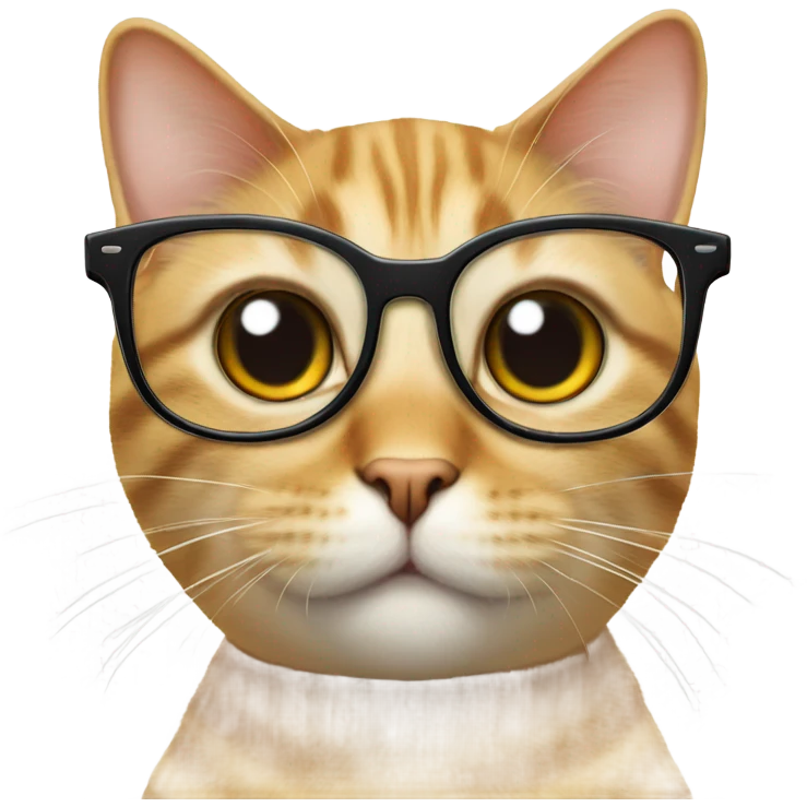 Cat on glasses with a question mark sign on top of his head emoji