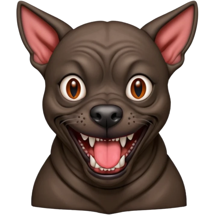 Xoloitzcuintli dog with evil grin emoji