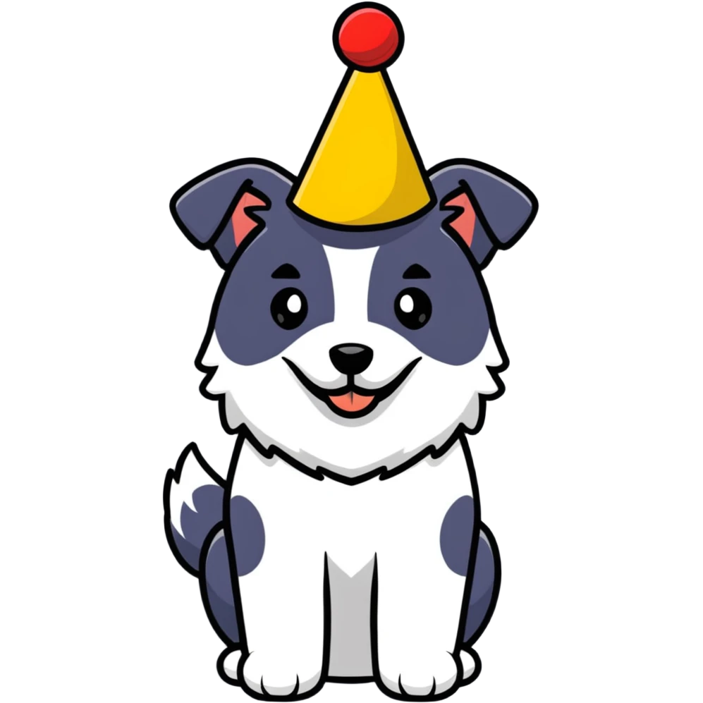 dog wearing a birthday hat emoji