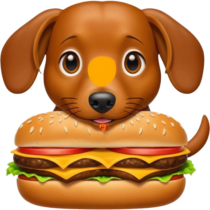 Dachshund eating cheeseburger emoji