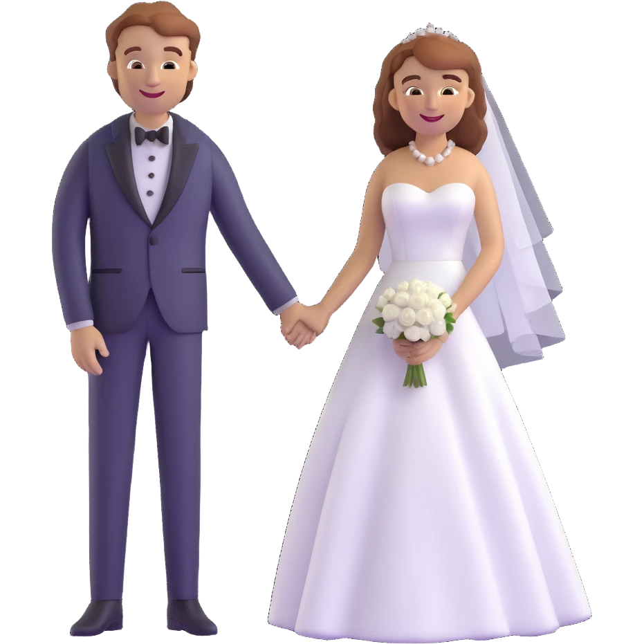 wedding couple with white man with brown hair and white woman with light ginger hair emoji