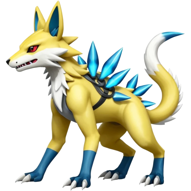 Shiny Cool Futuristic Smooth Zeraora-Lombax-Sergal-Zangoose-Protogen-grem2-Wickerbeast-Pokémon, full body emoji